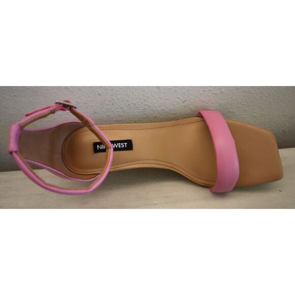 Nine West Women's Sz 7.5M Medium Pink Paxx 3 PU Leather Strappy Dress Sandal SIB - Picture 6 of 9